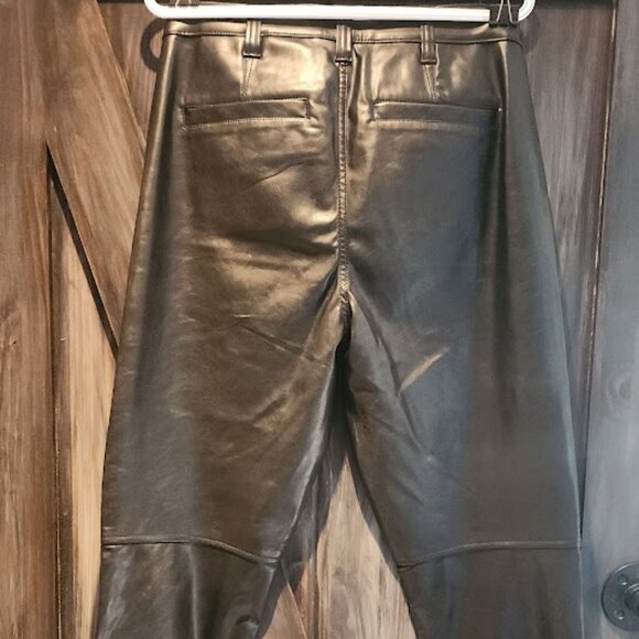 Mid Rise Vegan Leather Moto Vintage Slim Pants - Picture 2 of 4